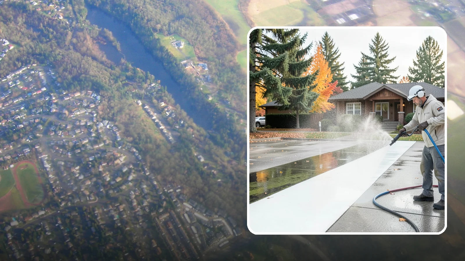 Parking Lot Cleaning in Algona, King County, WA - We pressure wash parking lots across Washington to remove oil stains, gum, and the algae that shaded pavement grows.