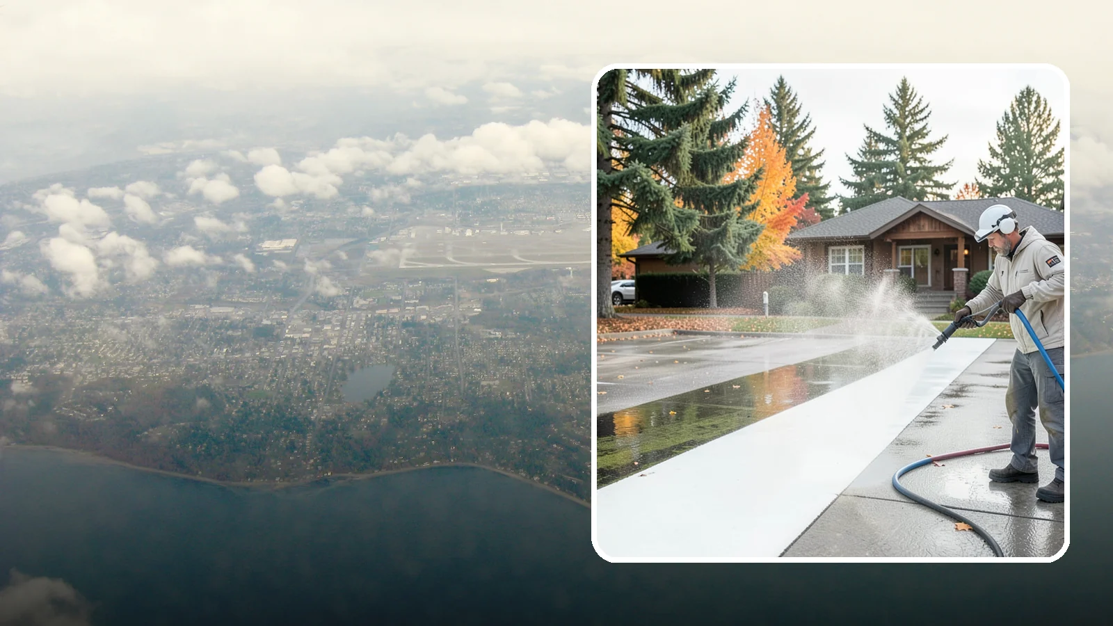 Parking Lot Cleaning in Burien, King County, WA - We pressure wash parking lots across Washington to remove oil stains, gum, and the algae that shaded pavement grows.