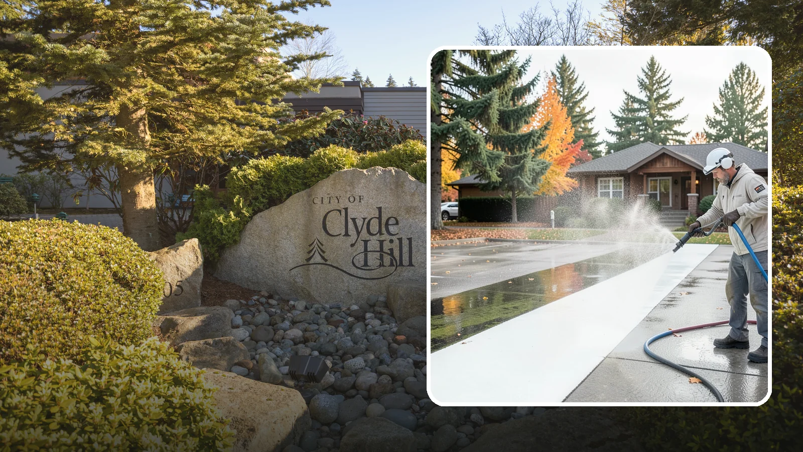 Parking Lot Cleaning in Clyde Hill, King County, WA - We pressure wash parking lots across Washington to remove oil stains, gum, and the algae that shaded pavement grows.