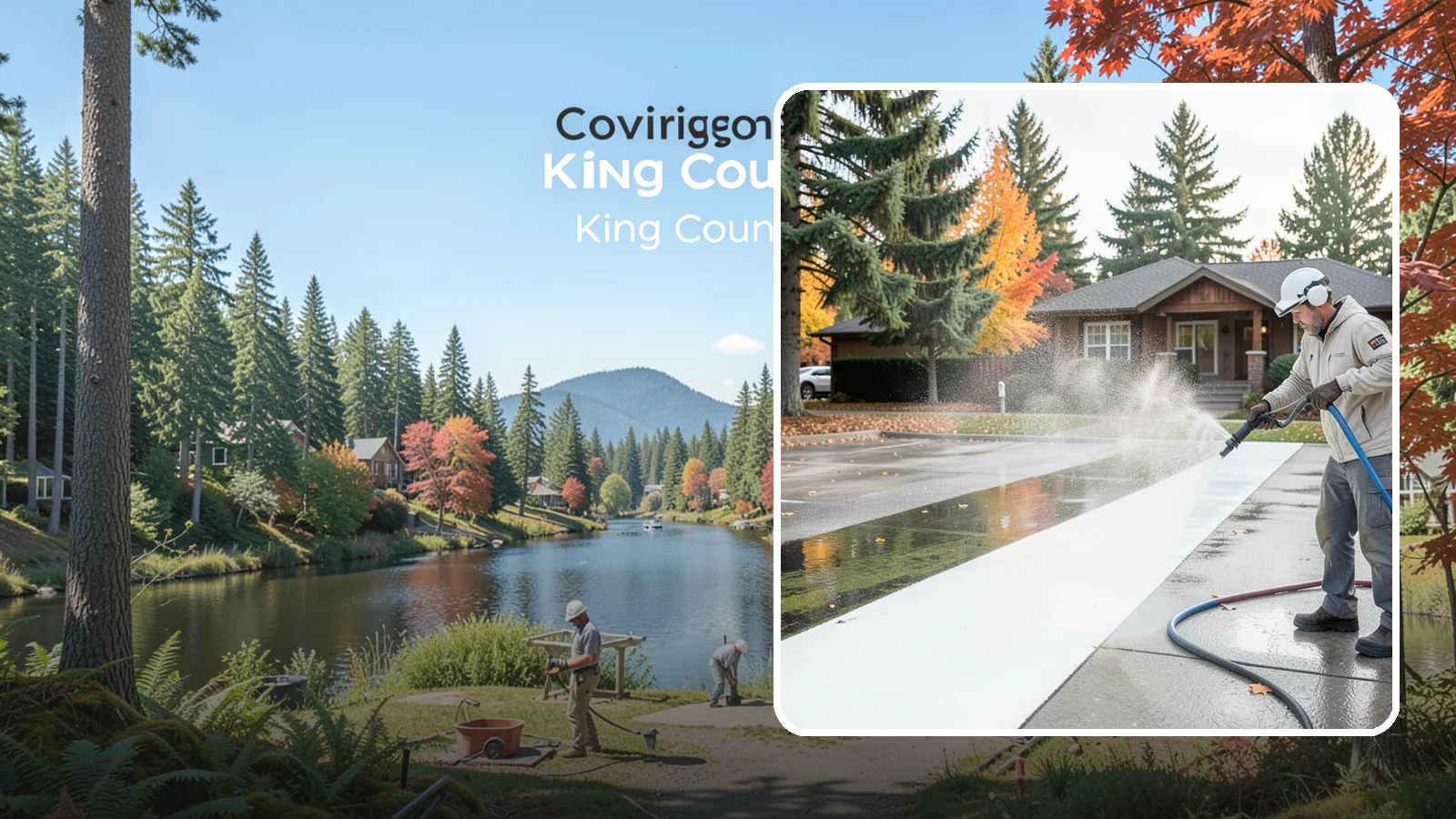 Parking Lot Cleaning in Covington, King County, WA - We pressure wash parking lots across Washington to remove oil stains, gum, and the algae that shaded pavement grows.