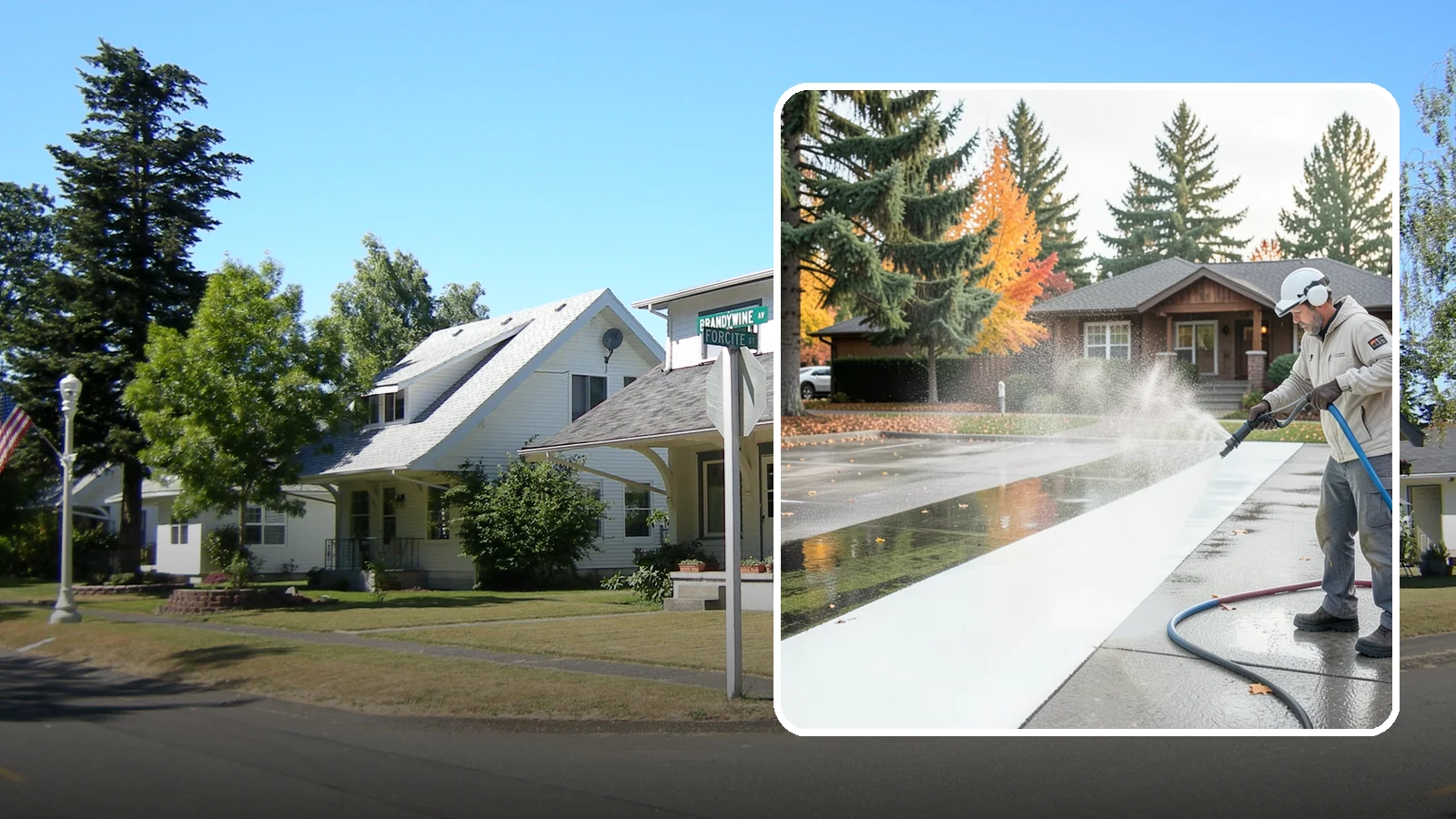 Parking Lot Cleaning in DuPont, Pierce County, WA - We pressure wash parking lots across Washington to remove oil stains, gum, and the algae that shaded pavement grows.