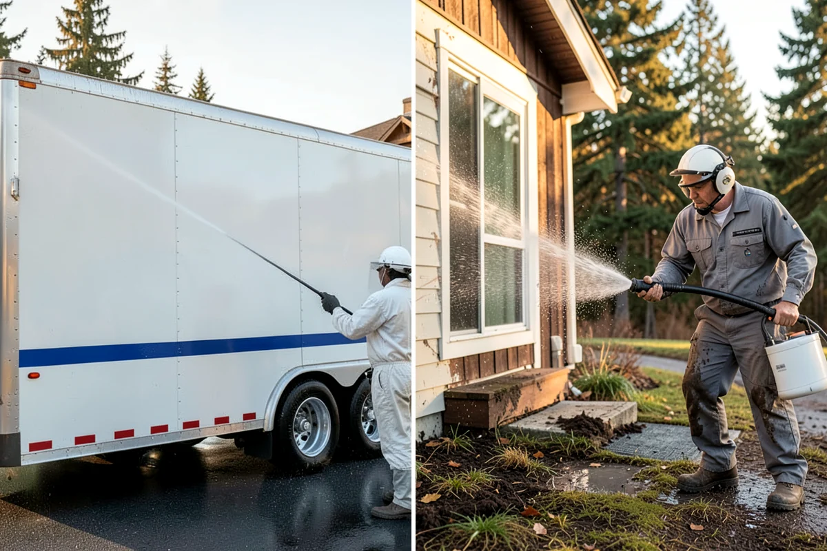 Parking Lot Cleaning in Enumclaw, King County, WA - Blow and sweep the lot clear of loose debris