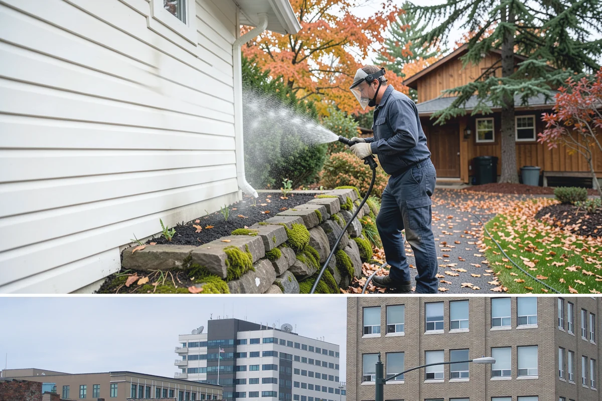 Parking Lot Cleaning in Everett, Snohomish County, WA - Full lot cleaning is ideal in late spring or summer when pavement dries fast, with high-traffic zones spot-cleaned as needed.