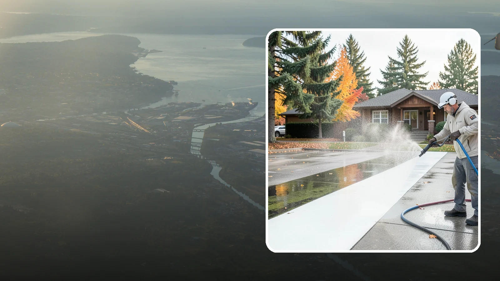 Parking Lot Cleaning in Fife, Pierce County, WA - We pressure wash parking lots across Washington to remove oil stains, gum, and the algae that shaded pavement grows.