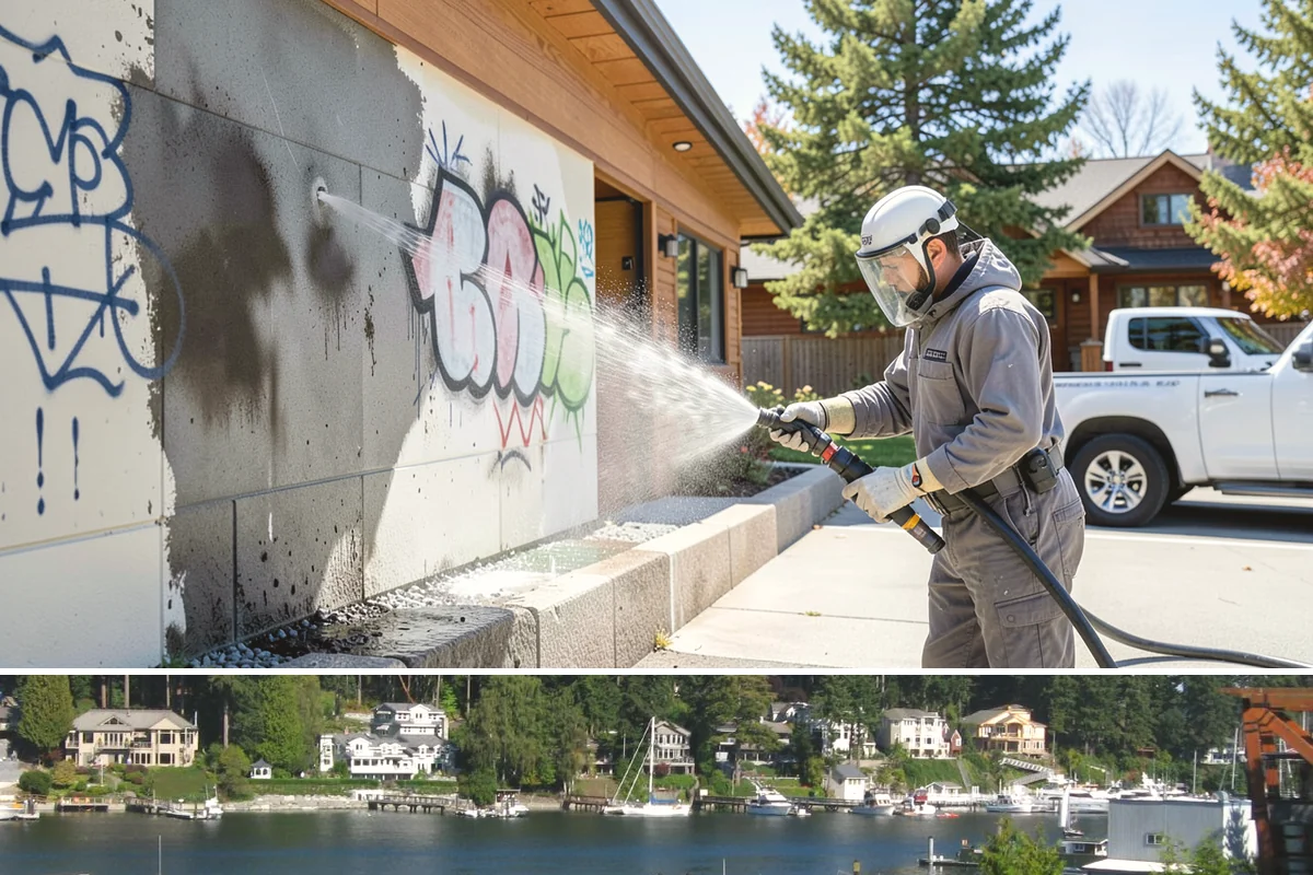 Parking Lot Cleaning in Gig Harbor, Pierce County, WA - Full lot cleaning is ideal in late spring or summer when pavement dries fast, with high-traffic zones spot-cleaned as needed.