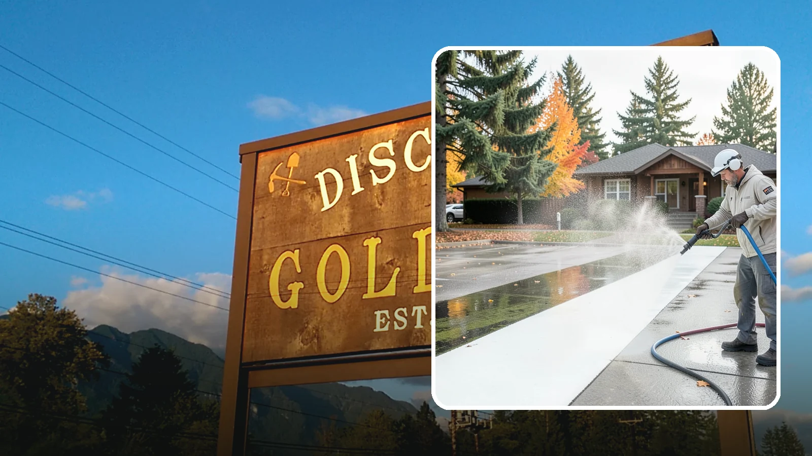 Parking Lot Cleaning in Gold Bar, Snohomish County, WA - We pressure wash parking lots across Washington to remove oil stains, gum, and the algae that shaded pavement grows.