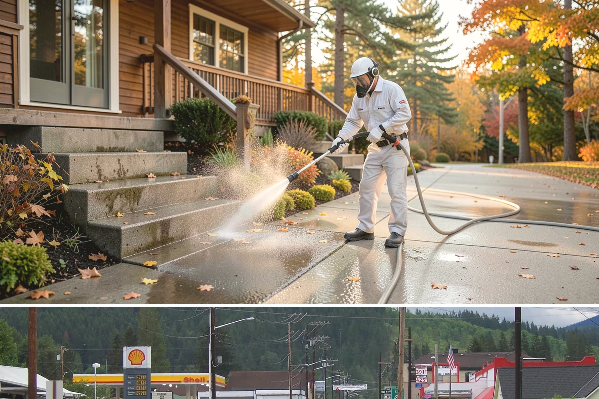 Parking Lot Cleaning in Granite Falls, Snohomish County, WA - Full lot cleaning is ideal in late spring or summer when pavement dries fast, with high-traffic zones spot-cleaned as needed.