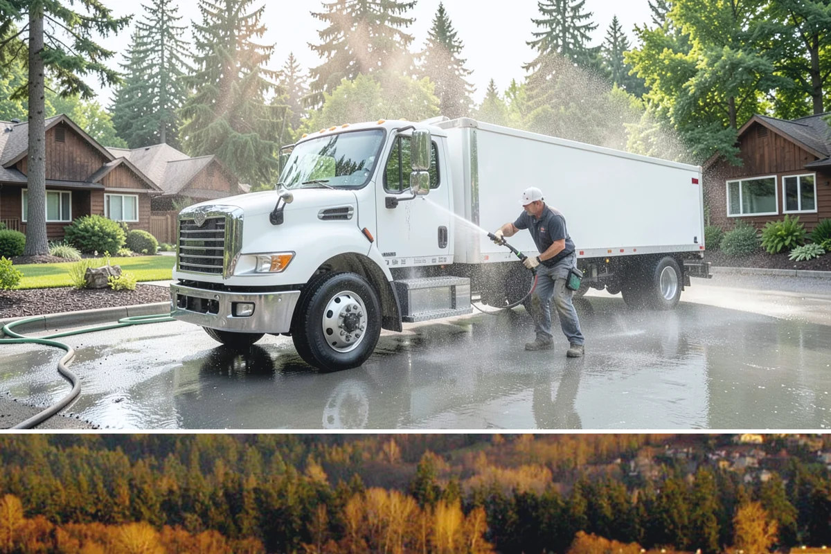 Parking Lot Cleaning in Kenmore, King County, WA - Full lot cleaning is ideal in late spring or summer when pavement dries fast, with high-traffic zones spot-cleaned as needed.