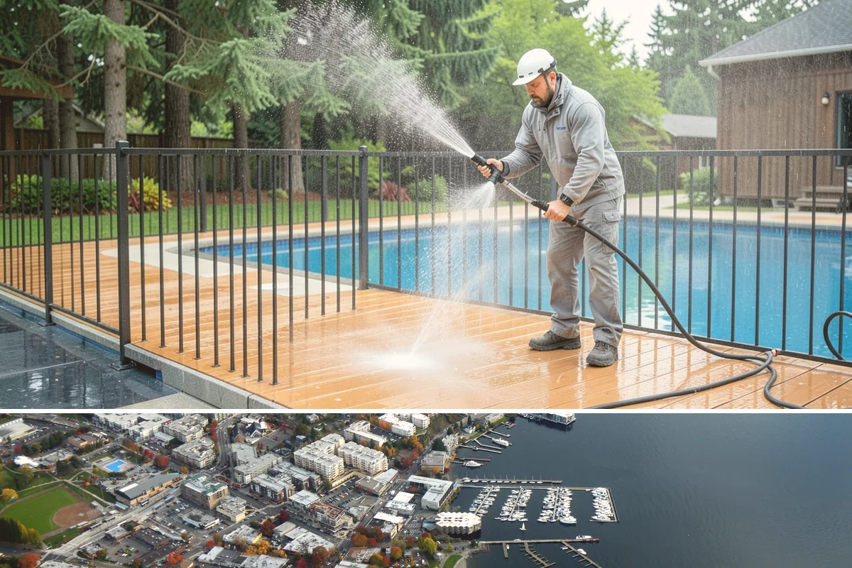 Parking Lot Cleaning in Kirkland, King County, WA - Full lot cleaning is ideal in late spring or summer when pavement dries fast, with high-traffic zones spot-cleaned as needed.