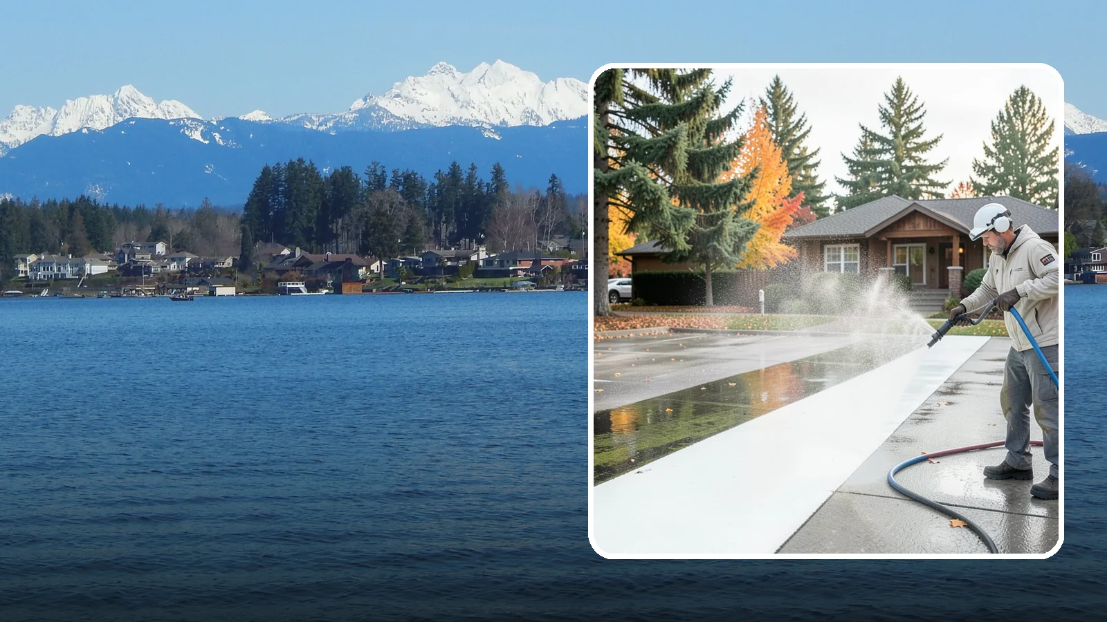 Parking Lot Cleaning in Lake Stevens, Snohomish County, WA - We pressure wash parking lots across Washington to remove oil stains, gum, and the algae that shaded pavement grows.