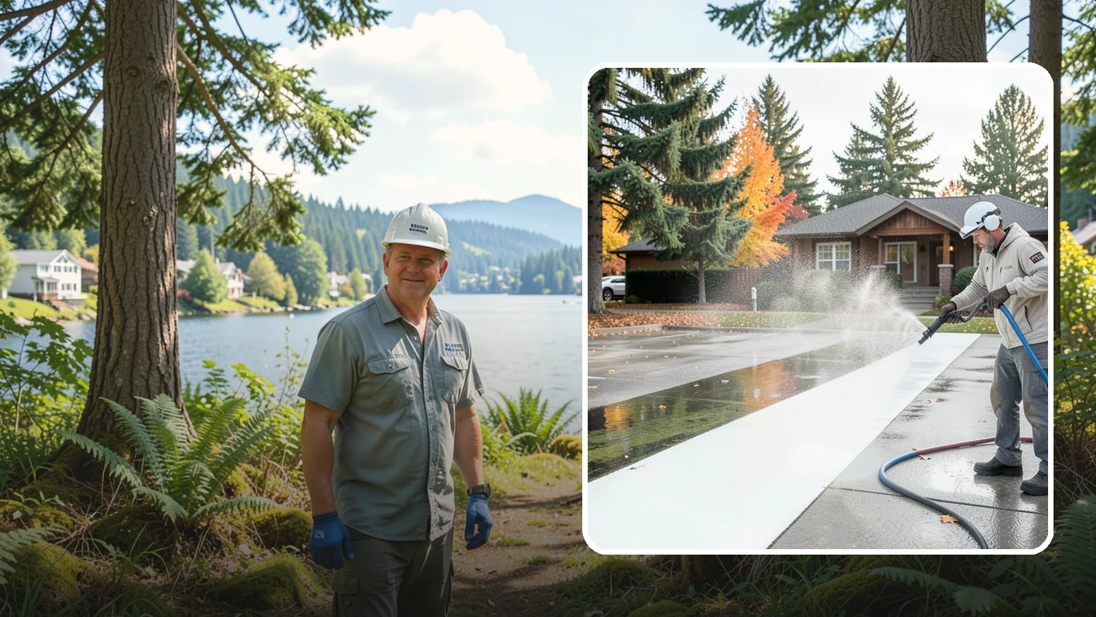 Parking Lot Cleaning in Milton, King County, WA - We pressure wash parking lots across Washington to remove oil stains, gum, and the algae that shaded pavement grows.