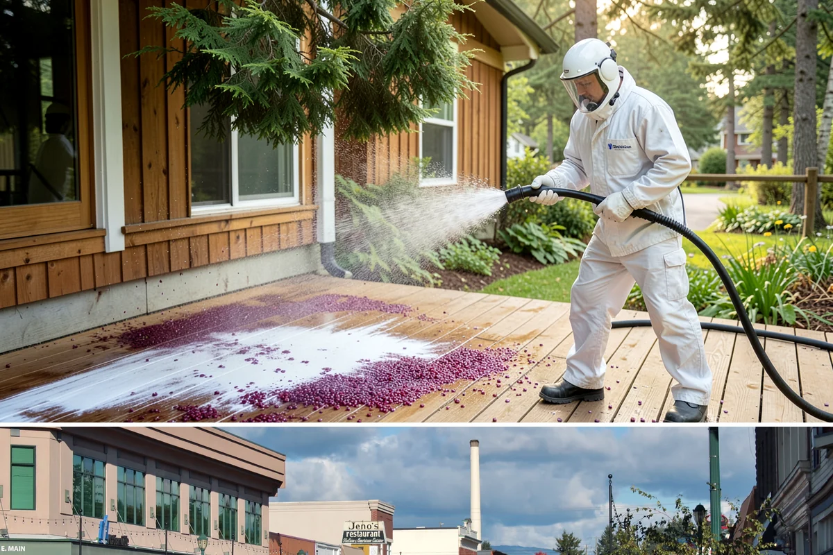 Parking Lot Cleaning in Monroe, Snohomish County, WA - Full lot cleaning is ideal in late spring or summer when pavement dries fast, with high-traffic zones spot-cleaned as needed.