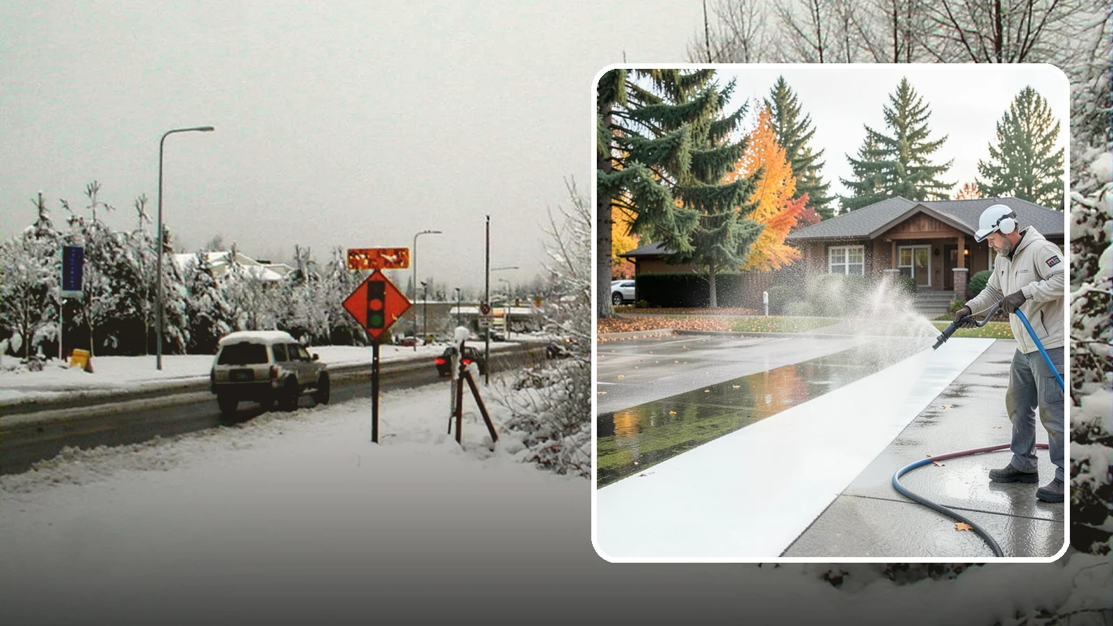 Parking Lot Cleaning in Newcastle, King County, WA - We pressure wash parking lots across Washington to remove oil stains, gum, and the algae that shaded pavement grows.