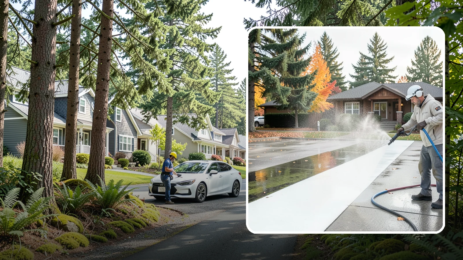 Parking Lot Cleaning in Normandy Park, King County, WA - We pressure wash parking lots across Washington to remove oil stains, gum, and the algae that shaded pavement grows.