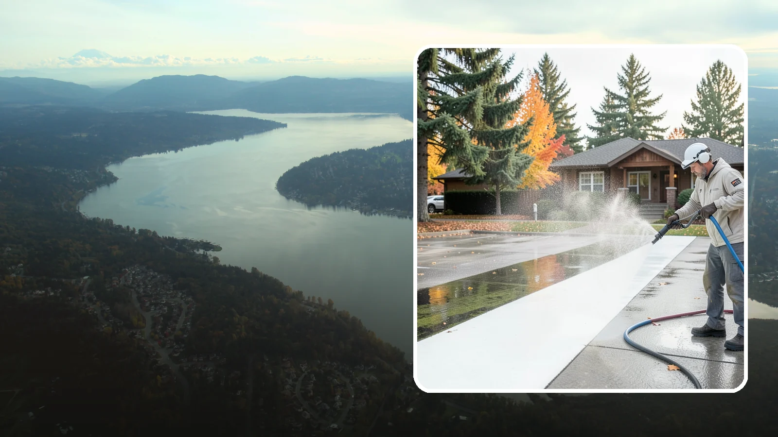Parking Lot Cleaning in Sammamish, King County, WA - We pressure wash parking lots across Washington to remove oil stains, gum, and the algae that shaded pavement grows.
