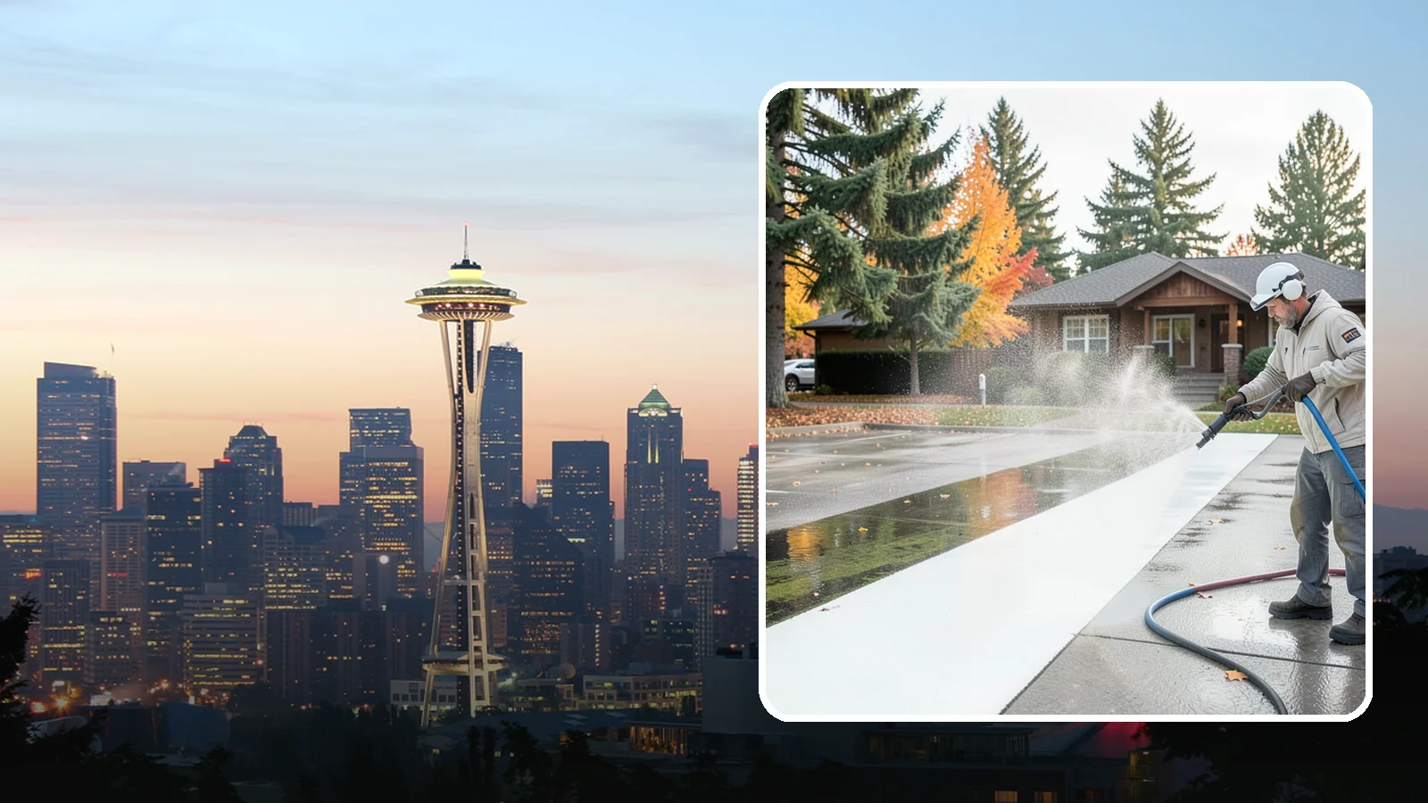 Parking Lot Cleaning in Seattle, King County, WA - We pressure wash parking lots across Washington to remove oil stains, gum, and the algae that shaded pavement grows.