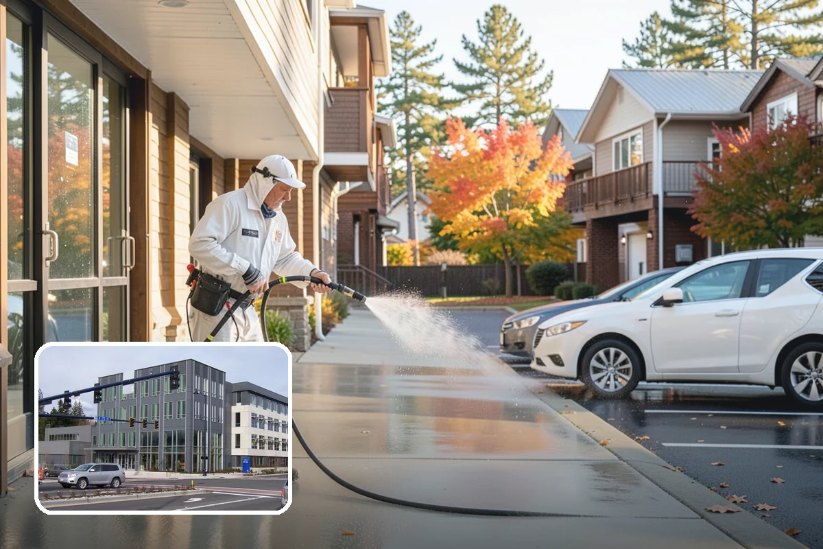 Parking Lot Cleaning in Shoreline, King County, WA - Restores a bright, professional first impression