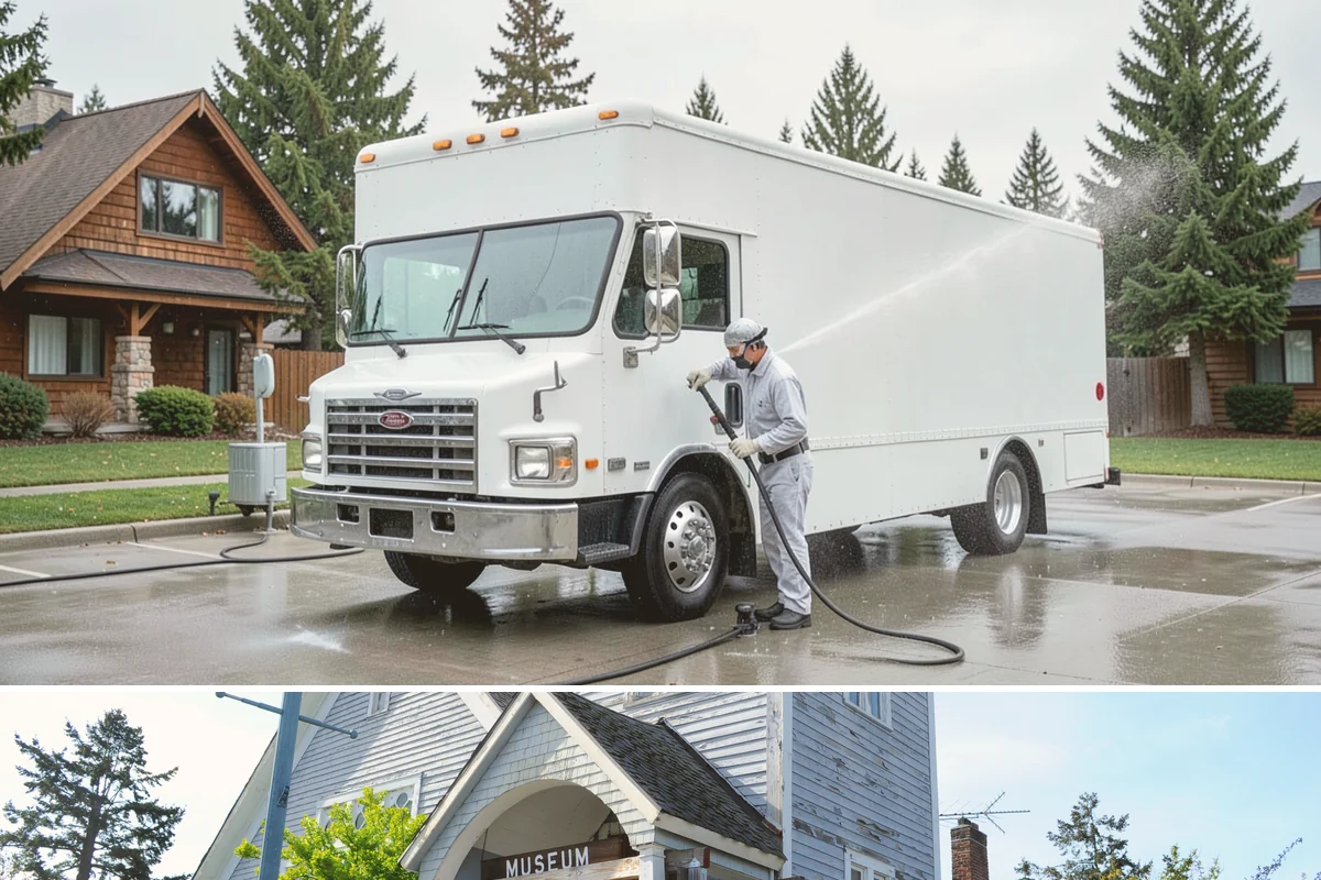 Parking Lot Cleaning in Steilacoom, Pierce County, WA - Full lot cleaning is ideal in late spring or summer when pavement dries fast, with high-traffic zones spot-cleaned as needed.