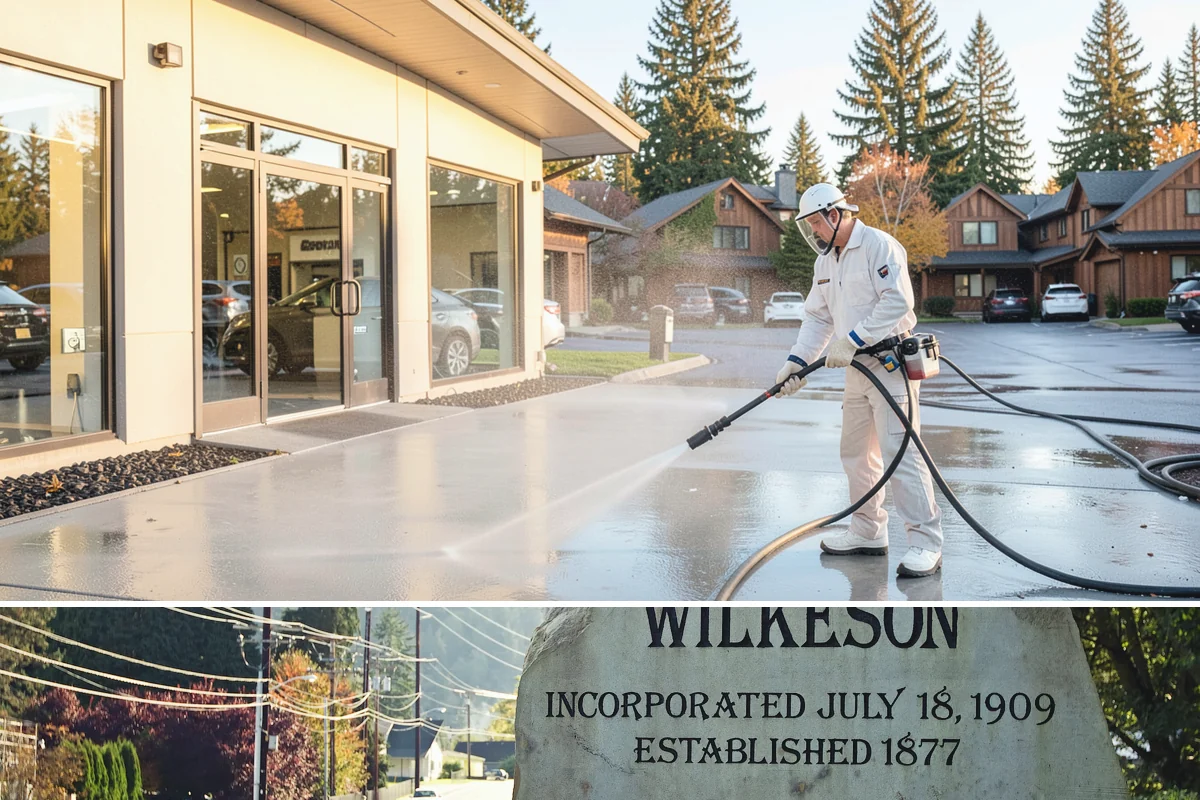 Parking Lot Cleaning in Wilkeson, Pierce County, WA - Full lot cleaning is ideal in late spring or summer when pavement dries fast, with high-traffic zones spot-cleaned as needed.