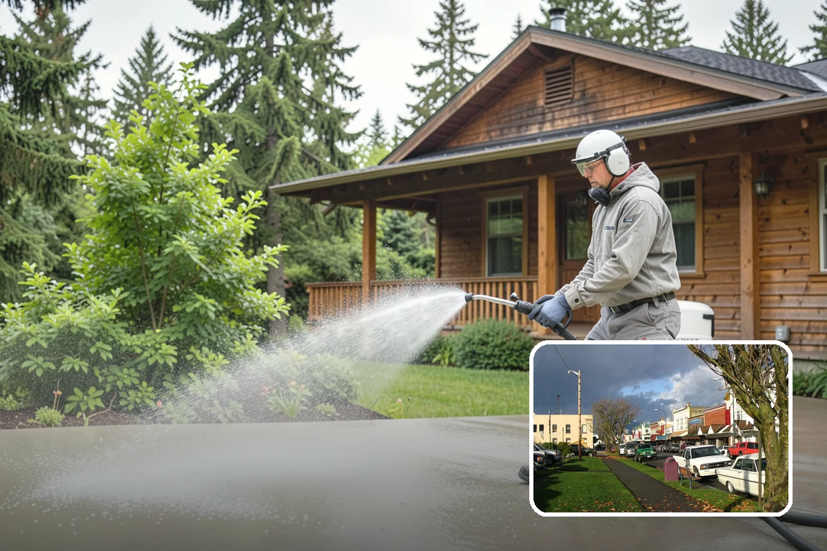 Patio Algae Removal in Arlington, Snohomish County, WA - Removes the slick, discoloring algae layer