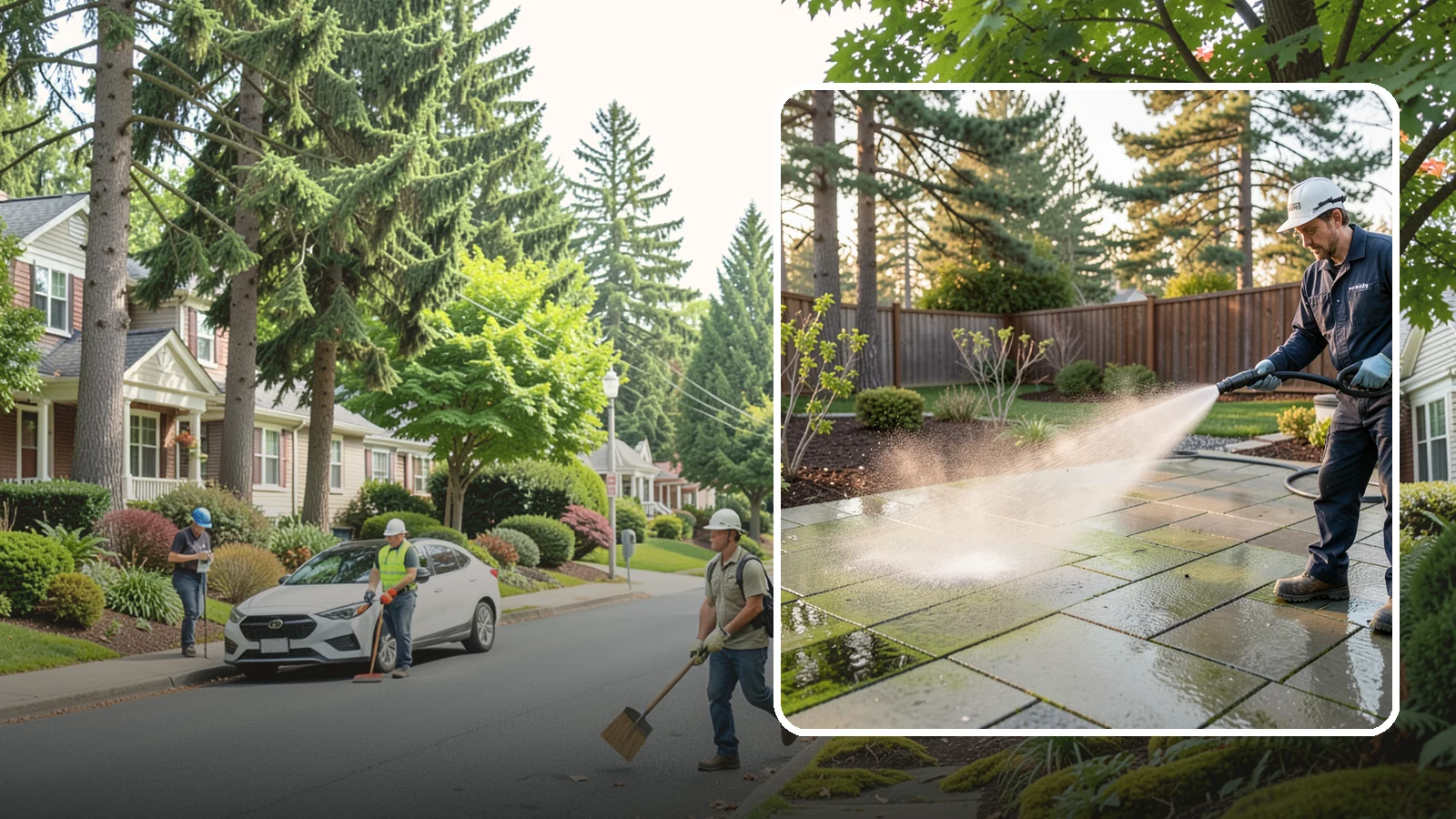 Patio Algae Removal in Beaux Arts Village, King County, WA - Strip the slick green and black algae film that coats patios through Washington's wet months.