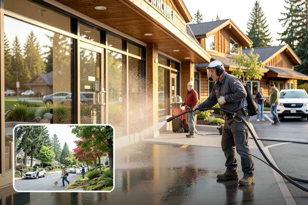 Patio Algae Removal in Beaux Arts Village, King County, WA - Removes the slick, discoloring algae layer