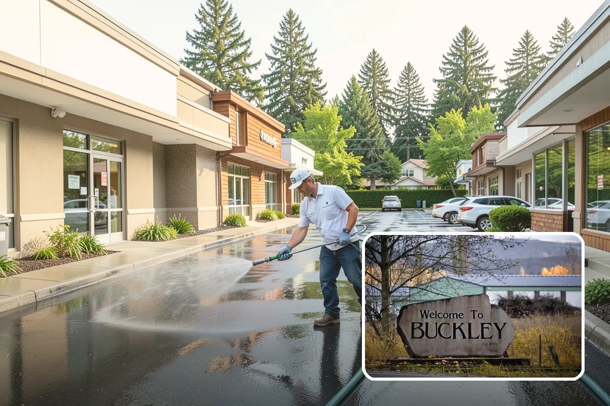 Patio Algae Removal in Buckley, Pierce County, WA - Removes the slick, discoloring algae layer