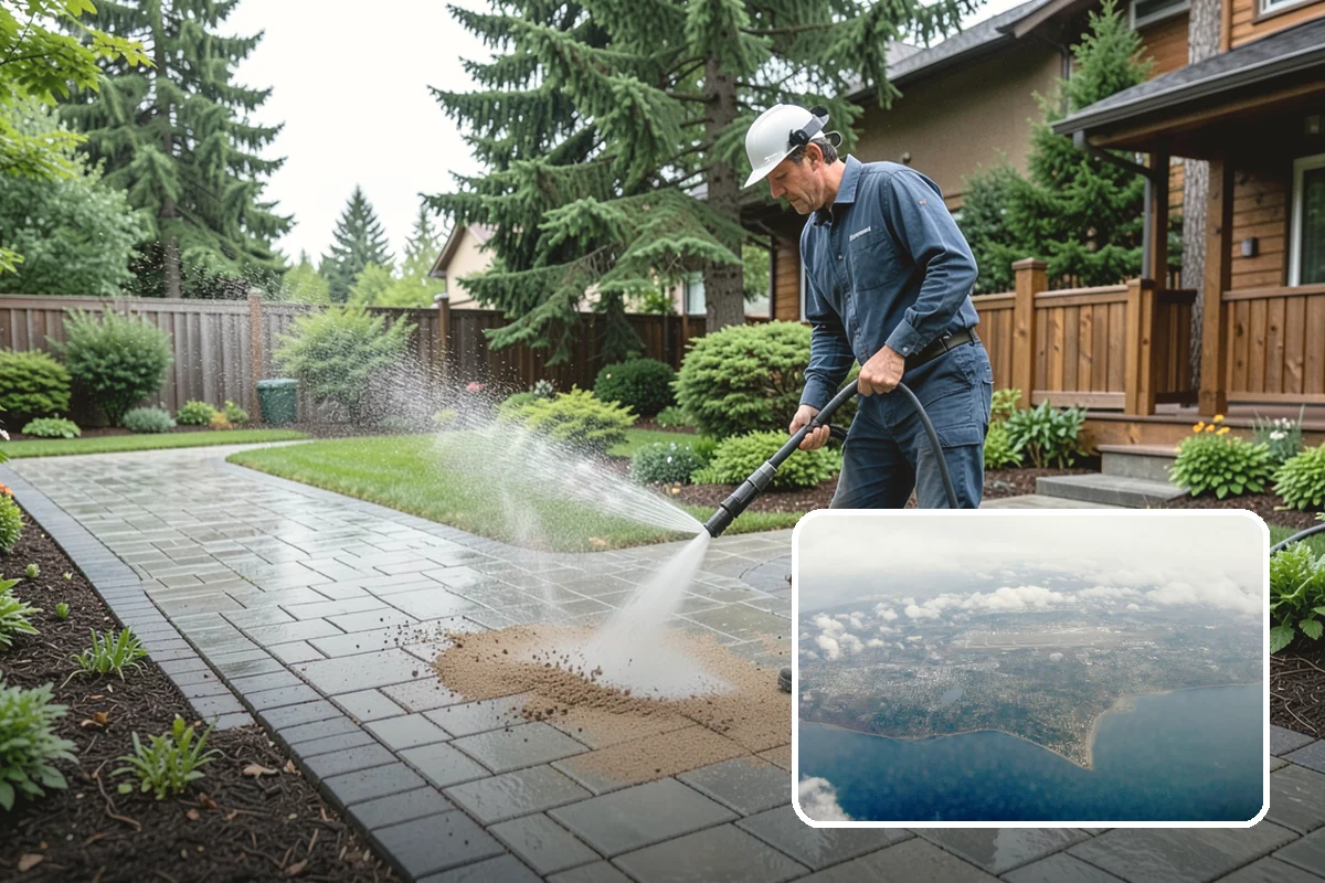 Patio Algae Removal in Burien, King County, WA - Removes the slick, discoloring algae layer