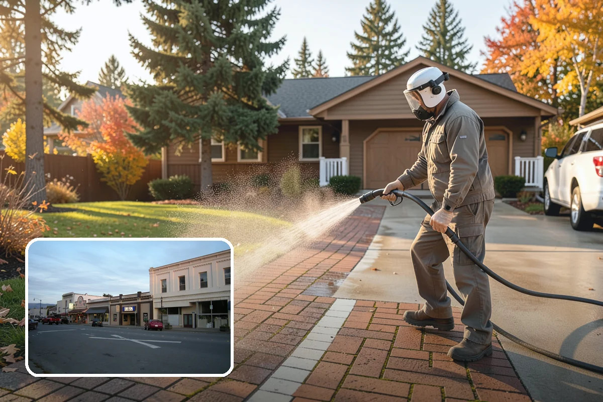 Patio Algae Removal in Burlington, Skagit County, WA - Removes the slick, discoloring algae layer