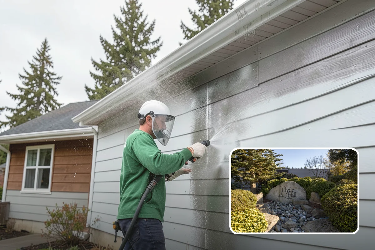 Patio Algae Removal in Clyde Hill, King County, WA - Removes the slick, discoloring algae layer