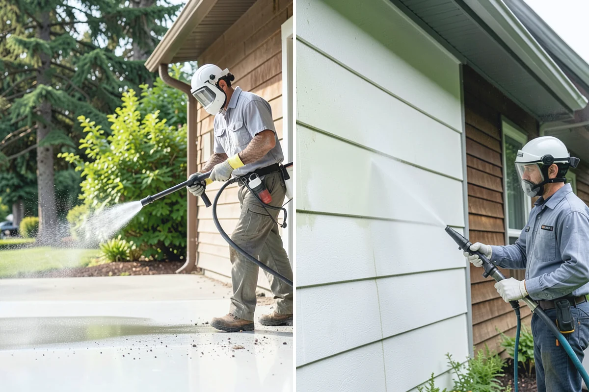 Patio Algae Removal in Coupeville, Island County, WA - Apply a biocidal solution across the algae film