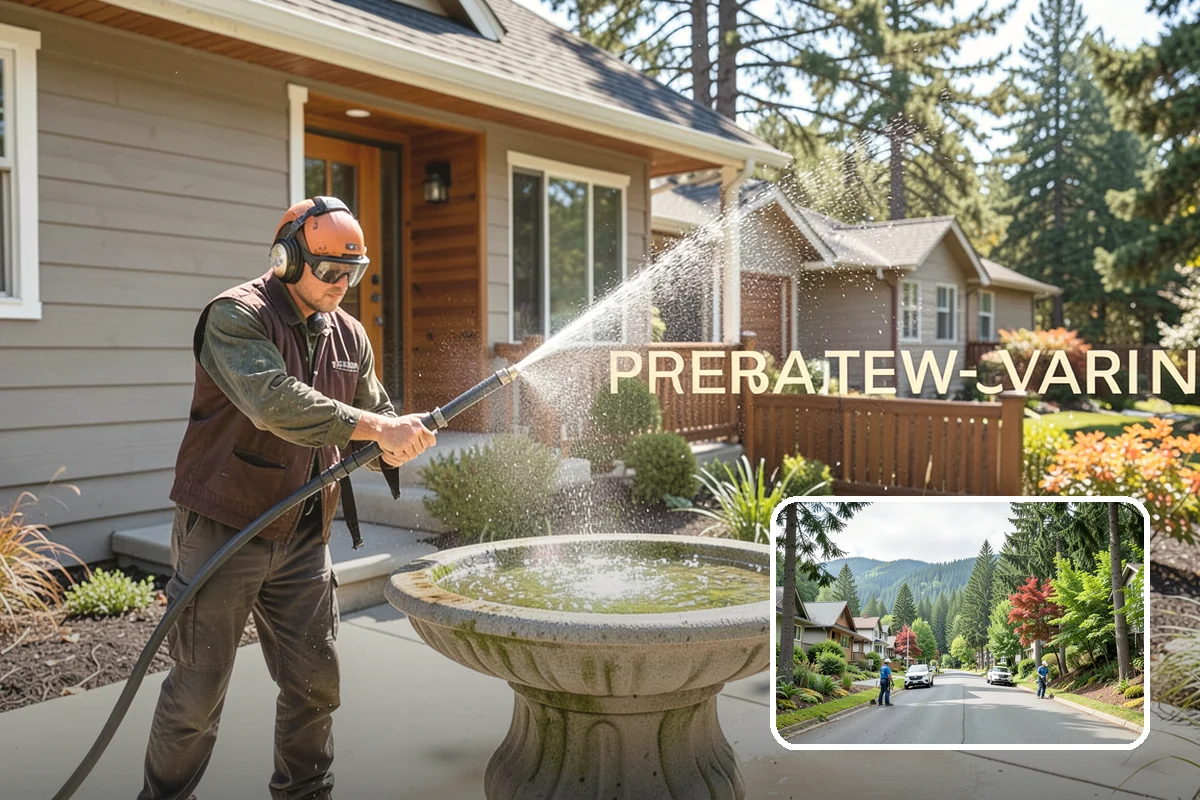 Patio Algae Removal in Darrington, Snohomish County, WA - Removes the slick, discoloring algae layer