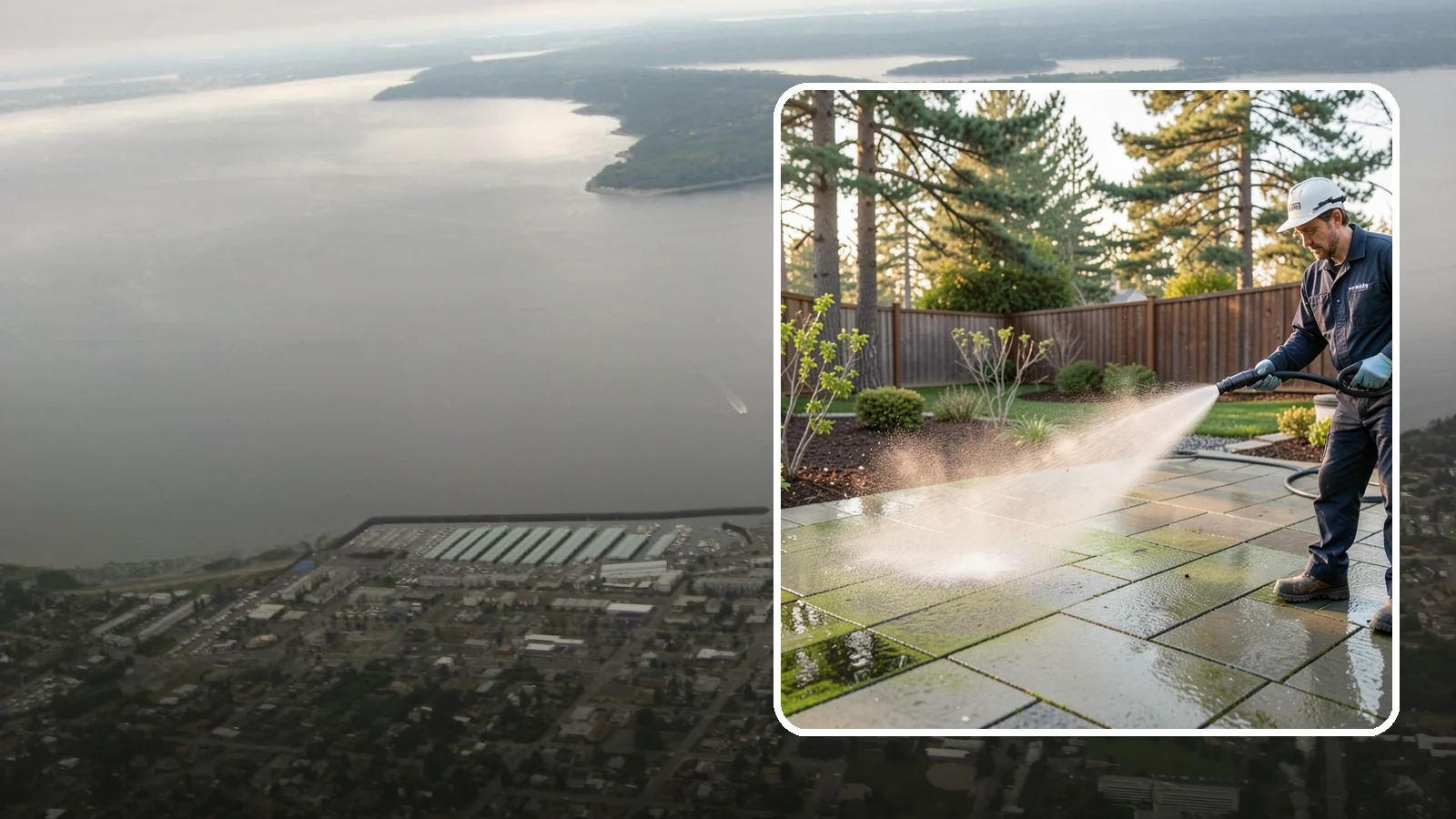Patio Algae Removal in Des Moines, King County, WA - Strip the slick green and black algae film that coats patios through Washington's wet months.