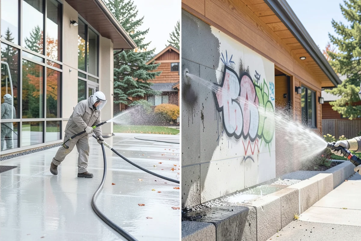 Patio Algae Removal in Des Moines, King County, WA - Apply a biocidal solution across the algae film