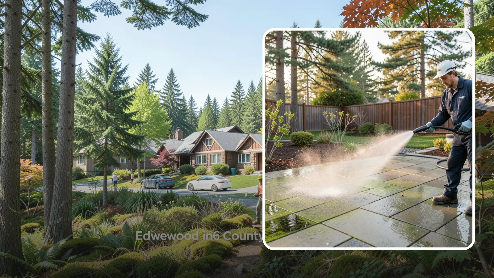 Patio Algae Removal in Edgewood, Pierce County, WA - Strip the slick green and black algae film that coats patios through Washington's wet months.