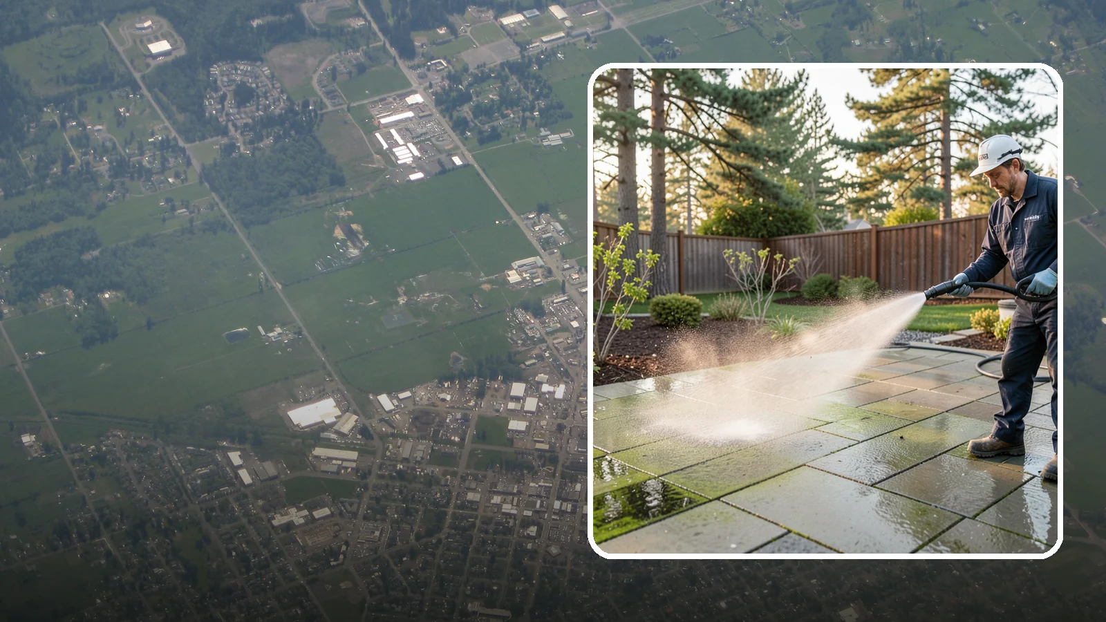Patio Algae Removal in Enumclaw, King County, WA - Strip the slick green and black algae film that coats patios through Washington's wet months.