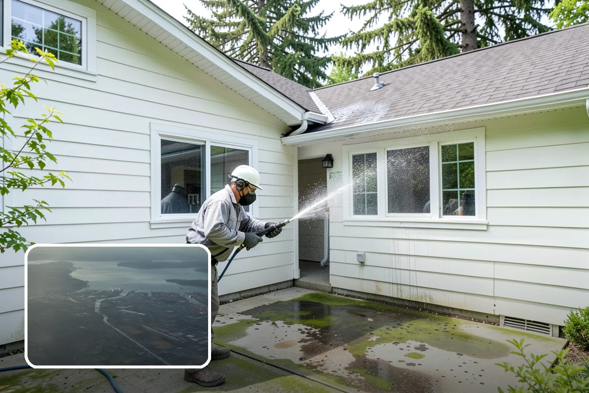 Patio Algae Removal in Fife, Pierce County, WA - Removes the slick, discoloring algae layer