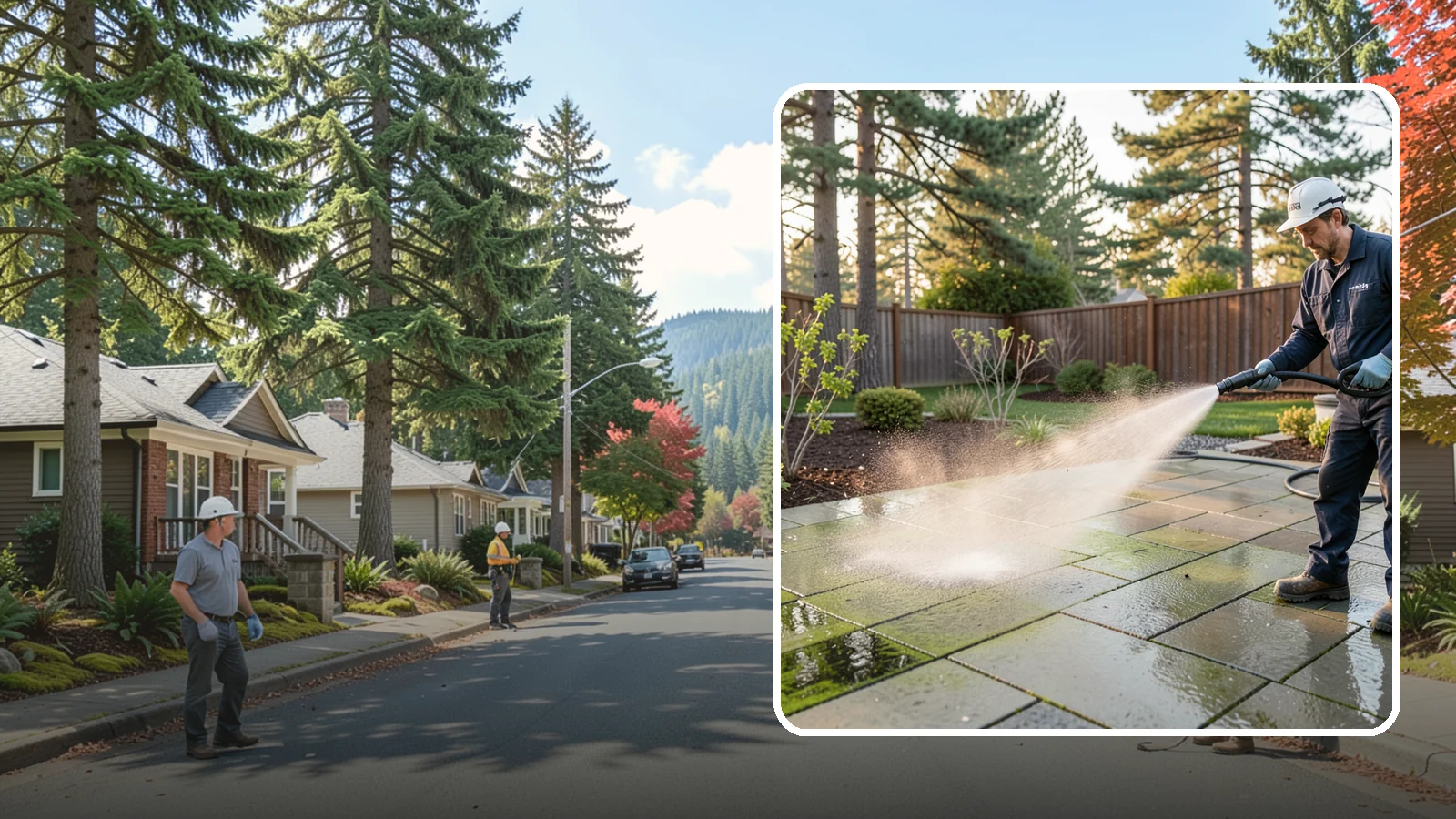 Patio Algae Removal in Hunts Point, King County, WA - Strip the slick green and black algae film that coats patios through Washington's wet months.
