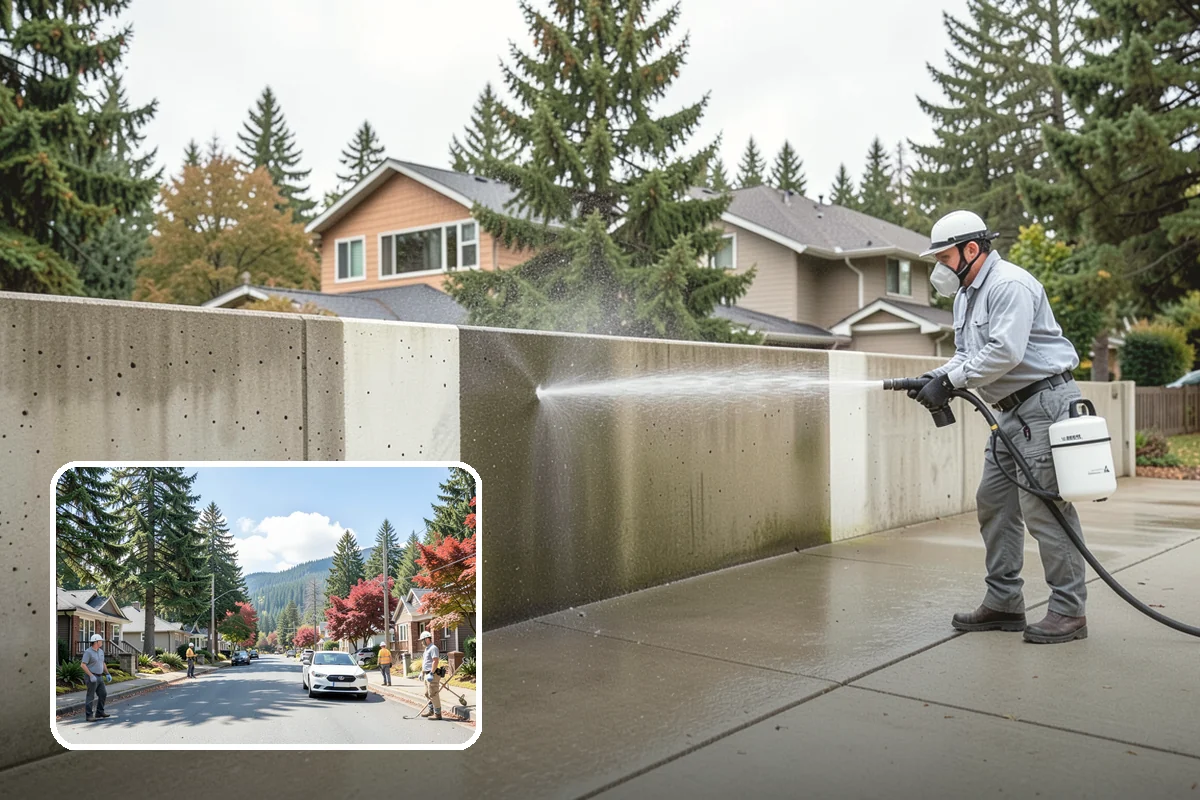 Patio Algae Removal in Hunts Point, King County, WA - Removes the slick, discoloring algae layer