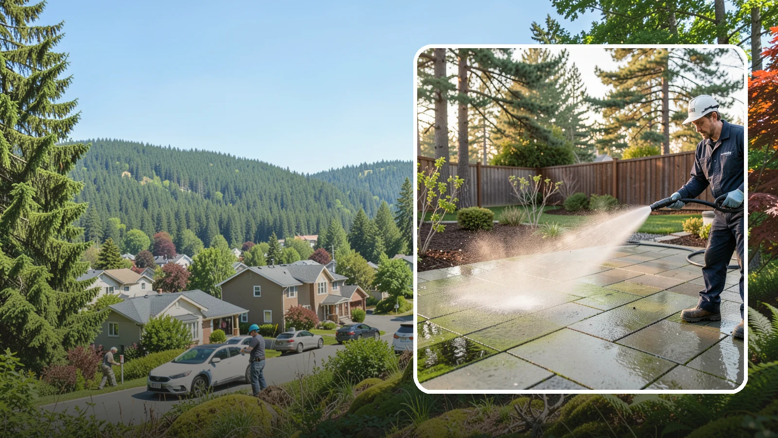 Patio Algae Removal in Index, Snohomish County, WA - Strip the slick green and black algae film that coats patios through Washington's wet months.