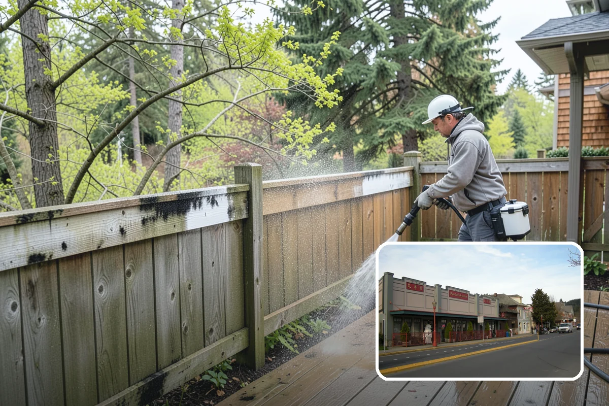 Patio Algae Removal in Issaquah, King County, WA - Removes the slick, discoloring algae layer