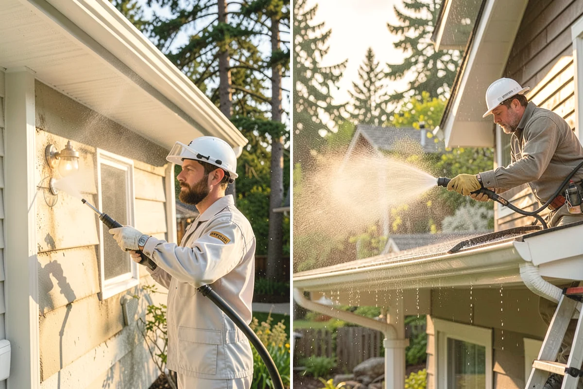 Patio Algae Removal in Issaquah, King County, WA - Apply a biocidal solution across the algae film