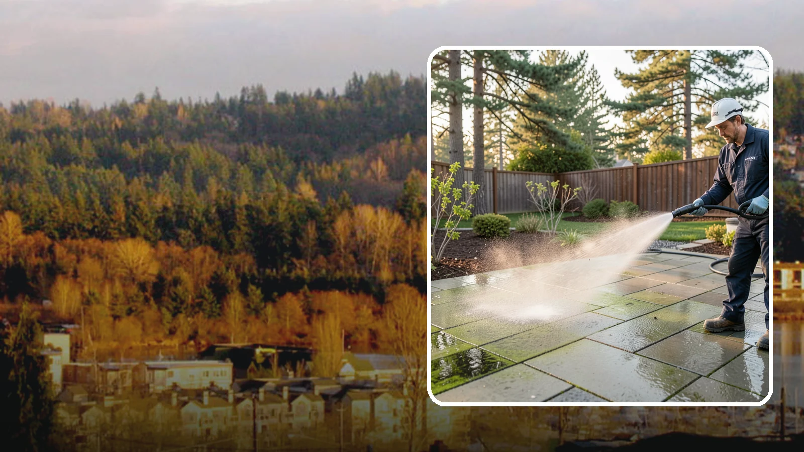 Patio Algae Removal in Kenmore, King County, WA - Strip the slick green and black algae film that coats patios through Washington's wet months.