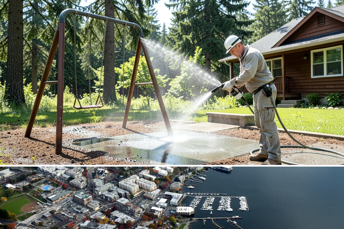 Patio Algae Removal in Kirkland, King County, WA - Patio algae removal is most effective from late spring through summer when surfaces can dry.