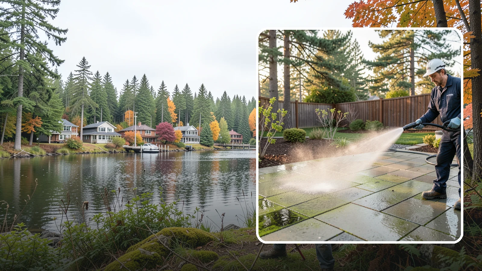 Patio Algae Removal in La Conner, Skagit County, WA - Strip the slick green and black algae film that coats patios through Washington's wet months.