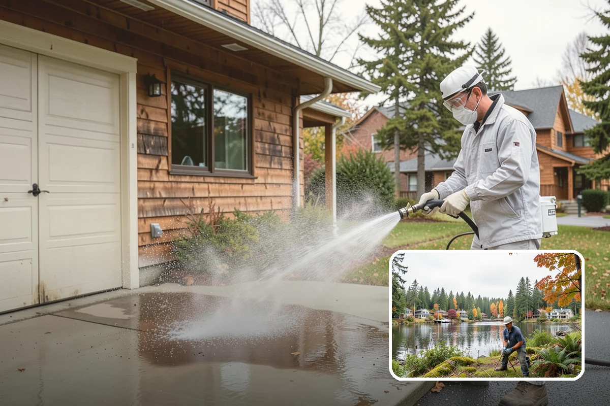 Patio Algae Removal in La Conner, Skagit County, WA - Removes the slick, discoloring algae layer