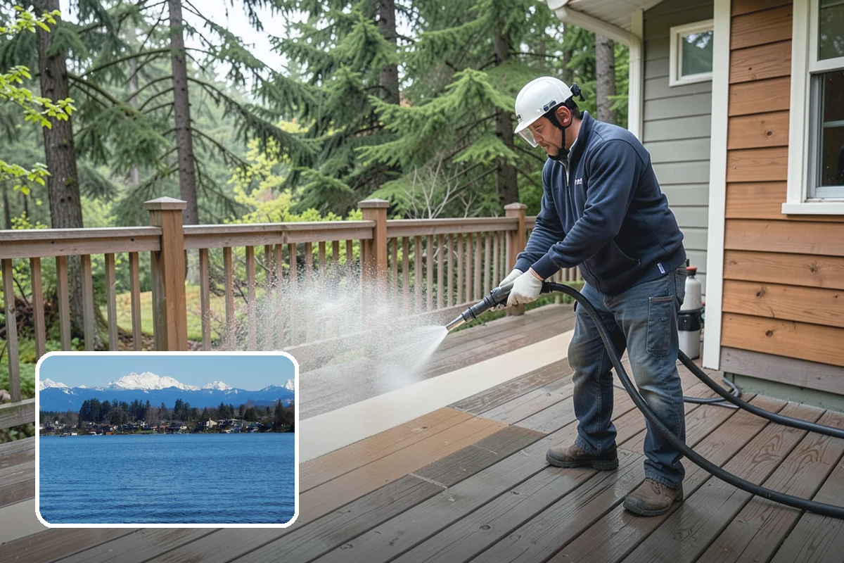 Patio Algae Removal in Lake Stevens, Snohomish County, WA - Removes the slick, discoloring algae layer