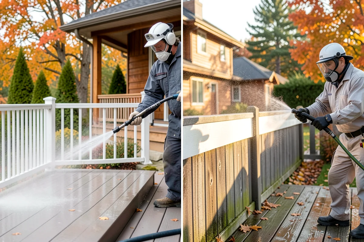 Patio Algae Removal in Lakewood, Pierce County, WA - Apply a biocidal solution across the algae film