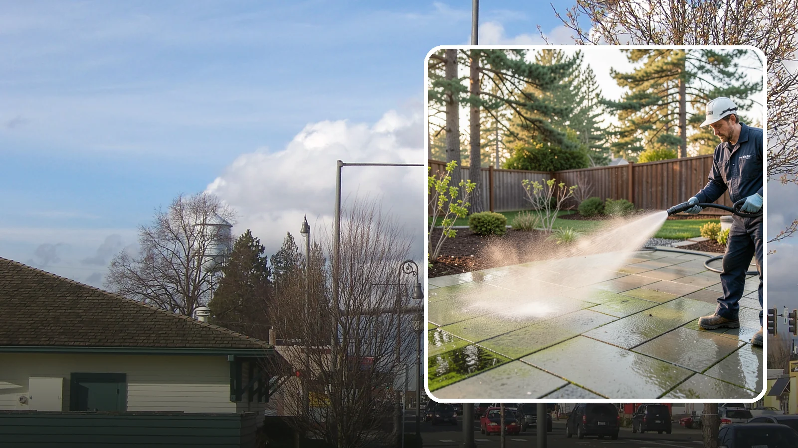 Patio Algae Removal in Marysville, Snohomish County, WA - Strip the slick green and black algae film that coats patios through Washington's wet months.