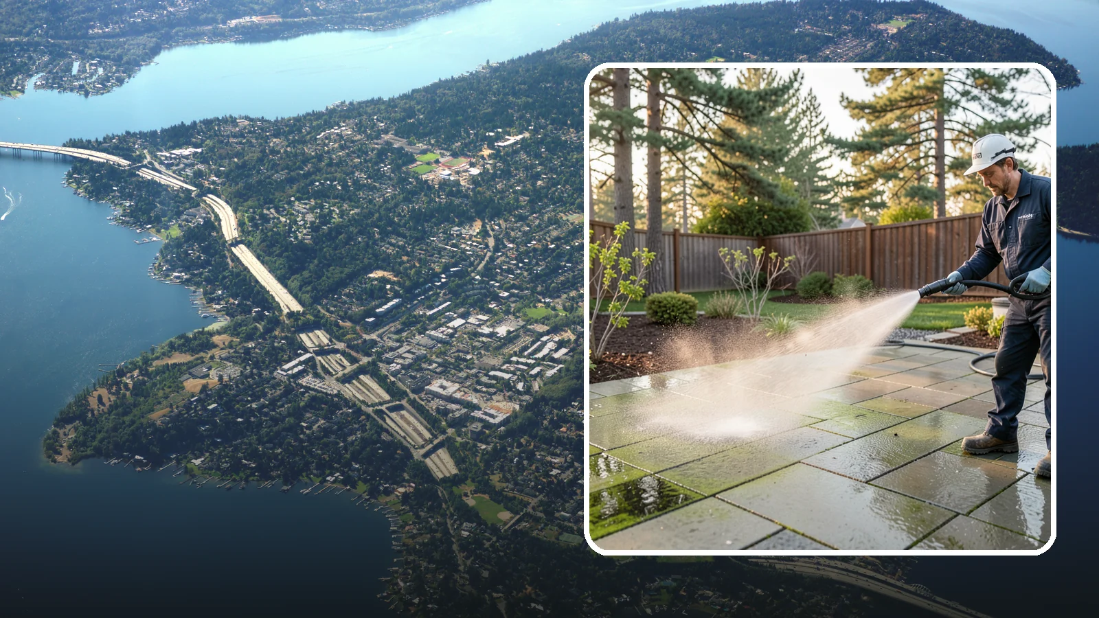 Patio Algae Removal in Mercer Island, King County, WA - Strip the slick green and black algae film that coats patios through Washington's wet months.
